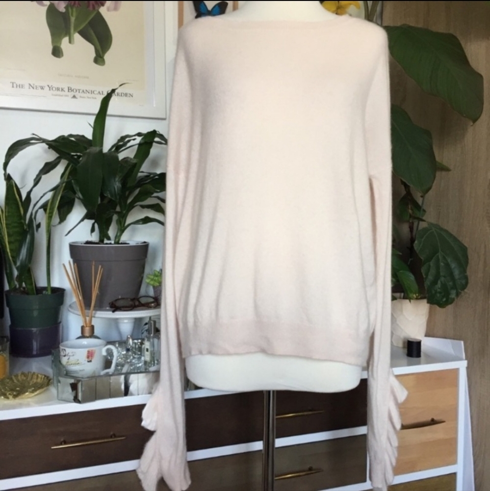 Saks Fifth Avenue Ruffle-Sleeve Cashmere Sweater S